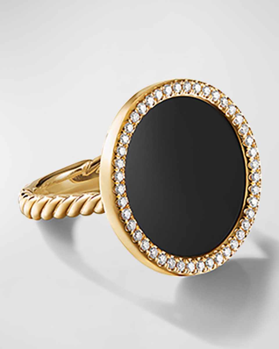 DY Elements Ring with Gemstone and Diamonds in 18K Gold, 18mm